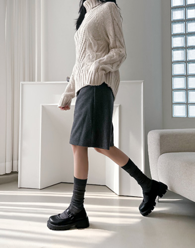 ノワールメリージェーンローファー5cm（1001C6）