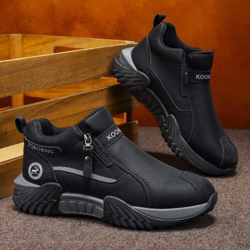 【メンズ】ファッションスニーカー | イギリス風、軽量＆快適、オールシーズン対応、フェイクアッパー、PVCソール